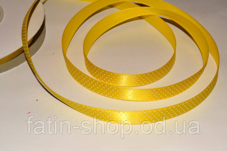 Атласна стрічка горох - Америка кол.Yellow