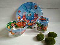 Стеклянная детская посуда с персонажами из мультфильма Смешарики