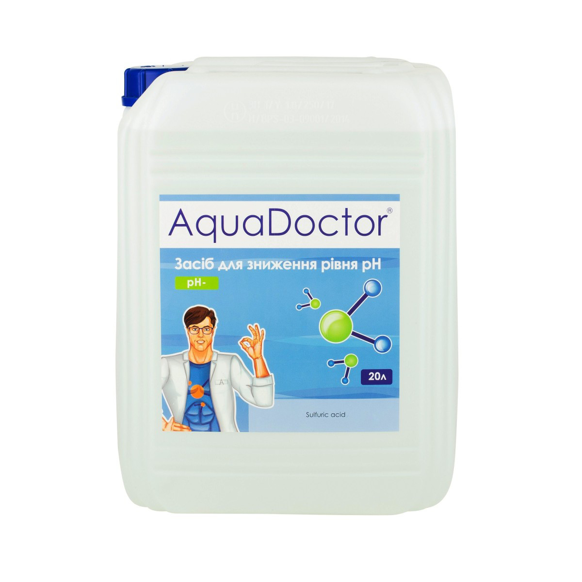 AquaDOCTOR — Засіб для зниження кислотності води (рН minus) рідкий склад (Сірна 35%). Каністра 20 л