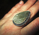 Кільце з турмаліновим кварцем волосатиком "Срібло", розмір 18,3, фото 3