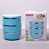 Ланч бокс обідній потрійний Kamille Блакитний 2100мл KM-2129, фото 6