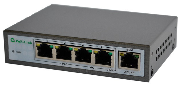 Некерований комутатор 5 портів (4 PoE) 10/100 МБ 60 Вт PL-541FA, фото 1
