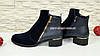 Сині жіночі черевики на невисоких підборах, натуральна замша та шкіра, фото 3