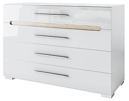 Комод Б'янко 105 корпус ДСП білий фасад МДФ білий глянець (Світ Меблів ТМ)