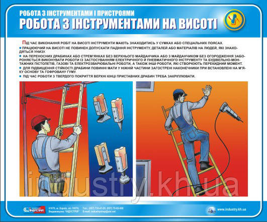 Стенд. Робота з інструментами і пристроями. Робота з інструментом на висоті. 0,6х0,5. Пластик