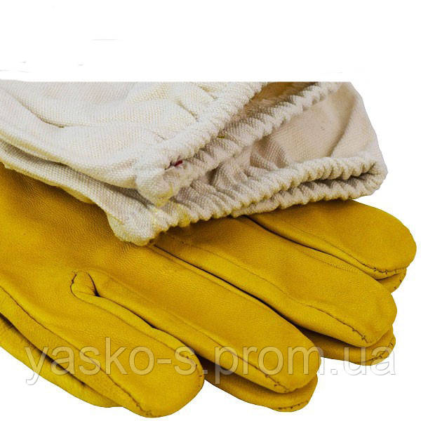 Перчатки защитные кожаные для пчеловода с нарукавниками. Рукавиці пасічника.Пакистан. - фото 2 - id-p643673542