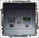 Розетка 1-а комп'ютерна без рамки (САТ-6) EL-BI ZENA димчата