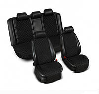Накидки на сидіння "Еко-замша" широкі (комплект) без лого, колір чорний