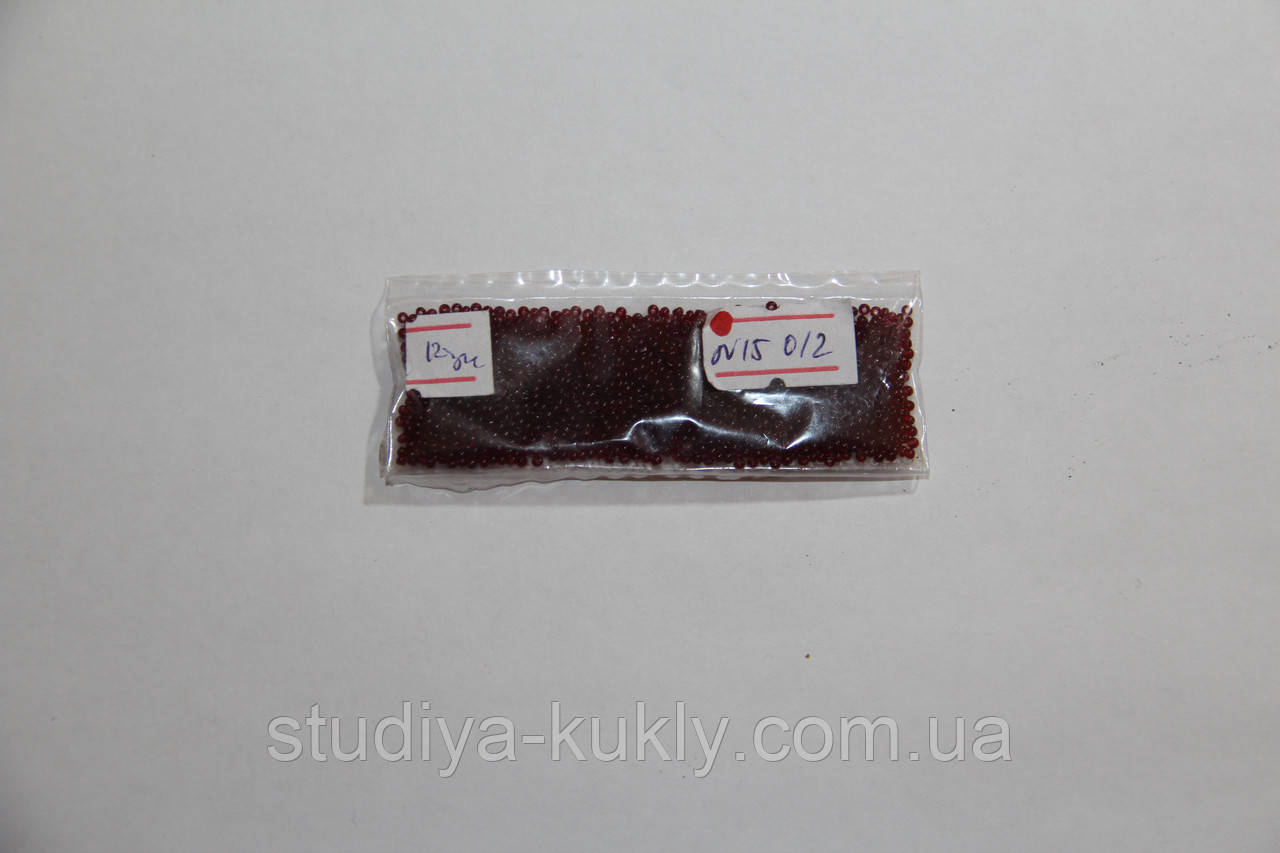 Бісер чеський, мікро. Пресциоза. №15. Колір відтінок темно - червоний, прозорий. № 012. Упаковка 8 грам., фото 1