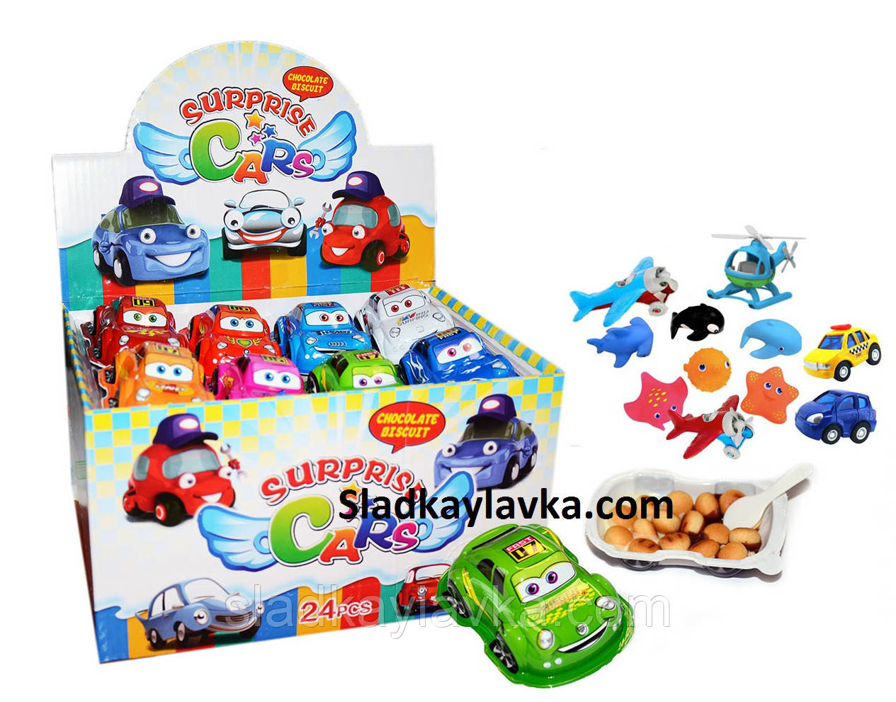 Яйце шоколадне пластикове Toy Тачки 24 шт, 15 гр (Prestige)