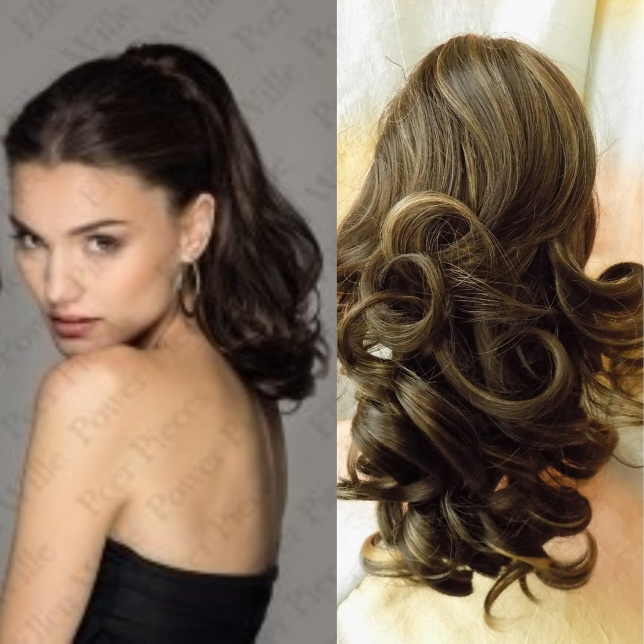 Хвіст-шиньйон кучерявий на крабе світло-русявий GLOBAL 1222-12, фото 1