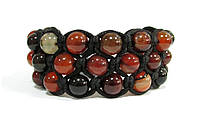 Широкий браслет у 3 ряди з натурального каменю Сардонікс