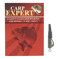 Безпечна кліпса з вертлюгом Carp Expert 32мм зелена 6шт.