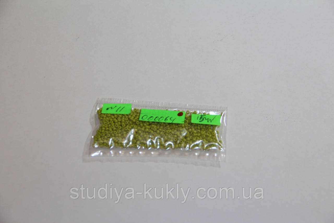 Бісер чеський. Пресциоза. №11 Колір оливковий непрозорий. арт 000064, фото 1