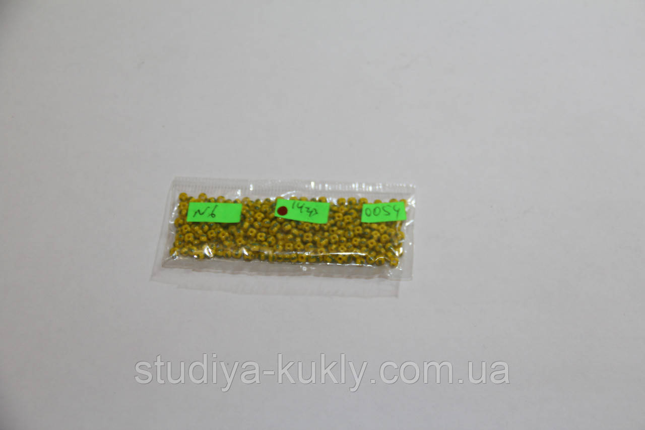 Бісер чеський. Пресциоза. №10 Колір Жовтий в оливкову смужку. арт 0054, фото 1