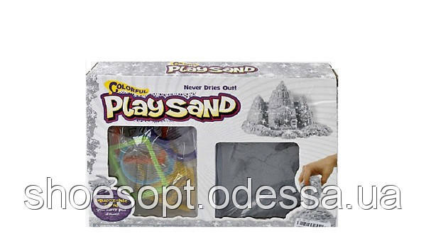 Кінетичний пісок графітовий металік із формочками, фото 1