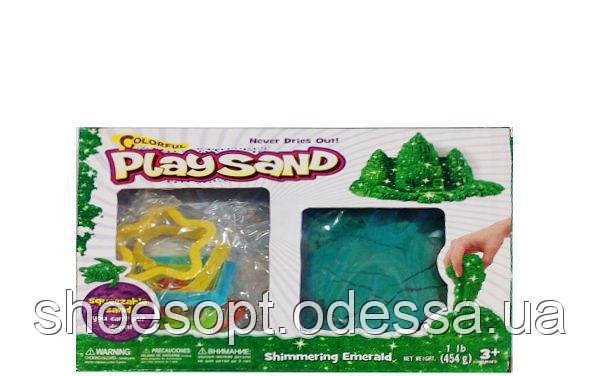 Кінетичний пісок зелений металік із формочками, фото 1