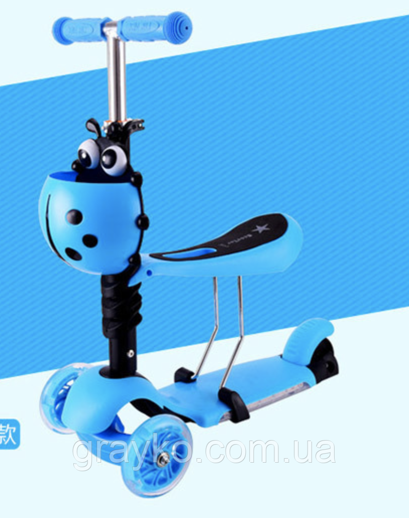 Трехколесный самокат-беговел 3 в 1 со светящимися колесами scooter ...