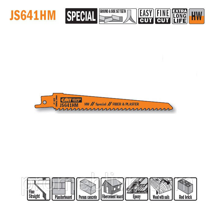 JS641HM-2 Пила szablasta L = 150 I = 130 H = 19 K = 1,25 TS = 4,3