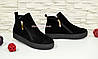 Черевики жіночі на товстій підошві, натуральна чорна замша, фото 2