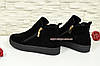 Черевики жіночі на товстій підошві, натуральна чорна замша, фото 3