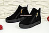 Черевики жіночі на товстій підошві, натуральна чорна замша, фото 4