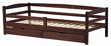 Ліжко дерев'яне односпальне з ящиками Уно RoomerIN ,колір горіх / темний горіх, фото 3