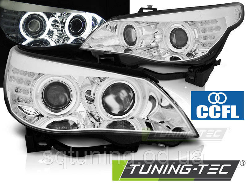 Фары BMW E60/E61 03-07 ANGEL EYES CCFL CHROME LED INDIC.