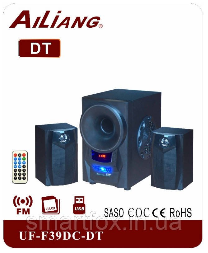 Акустическая система PC 2.1 AiLiang F-039 USB/FM+пульт - фото 2 - id-p644527945