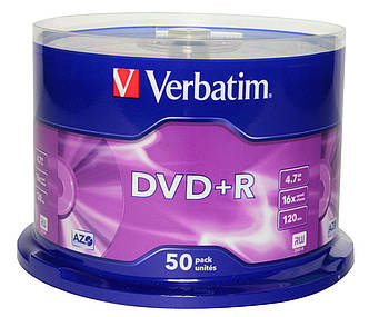 Диски Verbatim DVD+R 4.7GB 16x, Cake 50, SR-43548