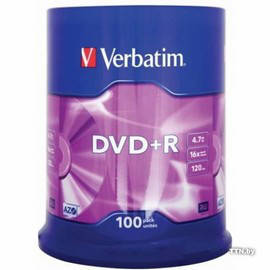 Диски Verbatim DVD+R 4.7GB 16x, Cake 100, SR-43549