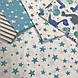 Бавовняна тканина польська зірки сіро-бірюзові великі та маленькі на білому No412, фото 7