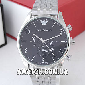 Чоловічі кварцові наручні годинники Emporio Armani B136 / Емпорио Армані на металевому браслеті сріблястого