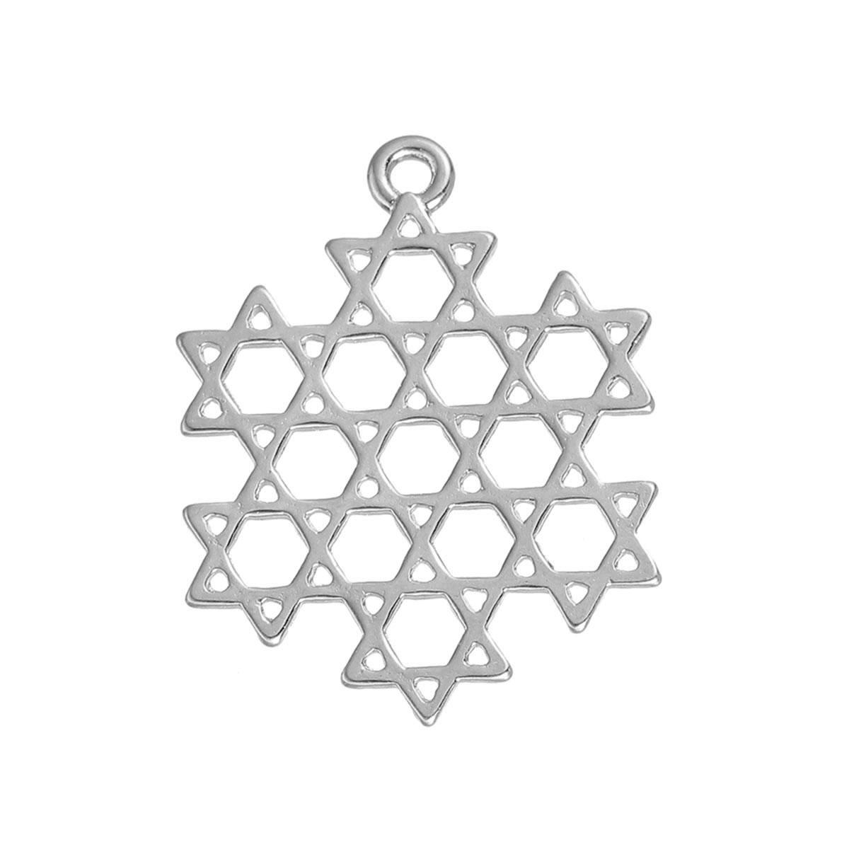 Підвіски металеві Finding Кулон зірка Давида Античное серебро 38 мм x 30 мм