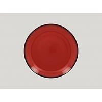 Тарелка круглая 24 см. фарфоровая, красная с черным ободком Lea, RAK
