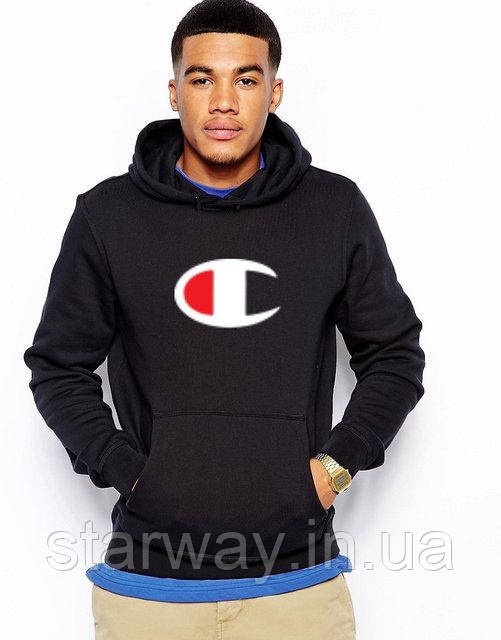 Худі champion logo | чорна толстовка