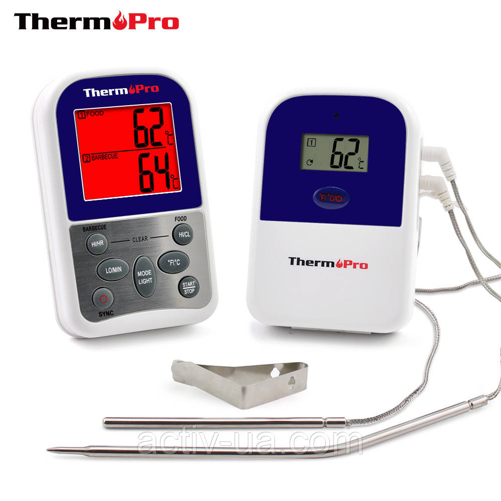 Термометр бездротовий двоканальний (до 100 м) ThermoPro TP-12 (0-300 °C) з таймером