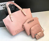 Жіноча рожева сумка набір 4в1, фото 2