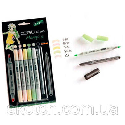 Набір маркерів Copic Ciao Set "5+1" Manga 6, кольори +лайнер, фото 1