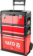 Шкаф -тележка для инструментов YATO 3 секции. на 2-х колесах с выдвижной ручкой