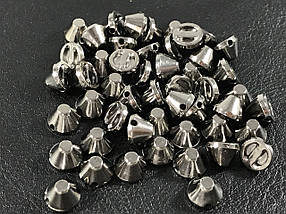 Шипи пластикові тупі пришивні кольори темний нікель 8х5 мм поштучно/паковання