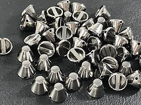 Шипи пластикові тупі пришивні кольори темний нікель 10х7 мм поштучно/паковання