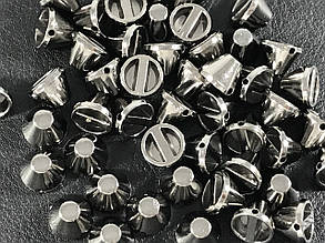 Шипи пластикові тупі пришивні кольори темний нікель 10х7 мм поштучно/паковання, фото 2