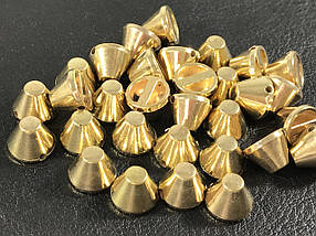 Шипи пластикові тупі пришивні кольори золото 10х7 мм поштучно/паковання