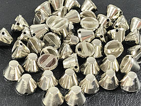 Шипи пластикові тупі пришивні кольори срібло 10х7 мм поштучно/паковання