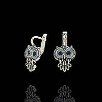 Серебряные серьги "Сова" с фианитами