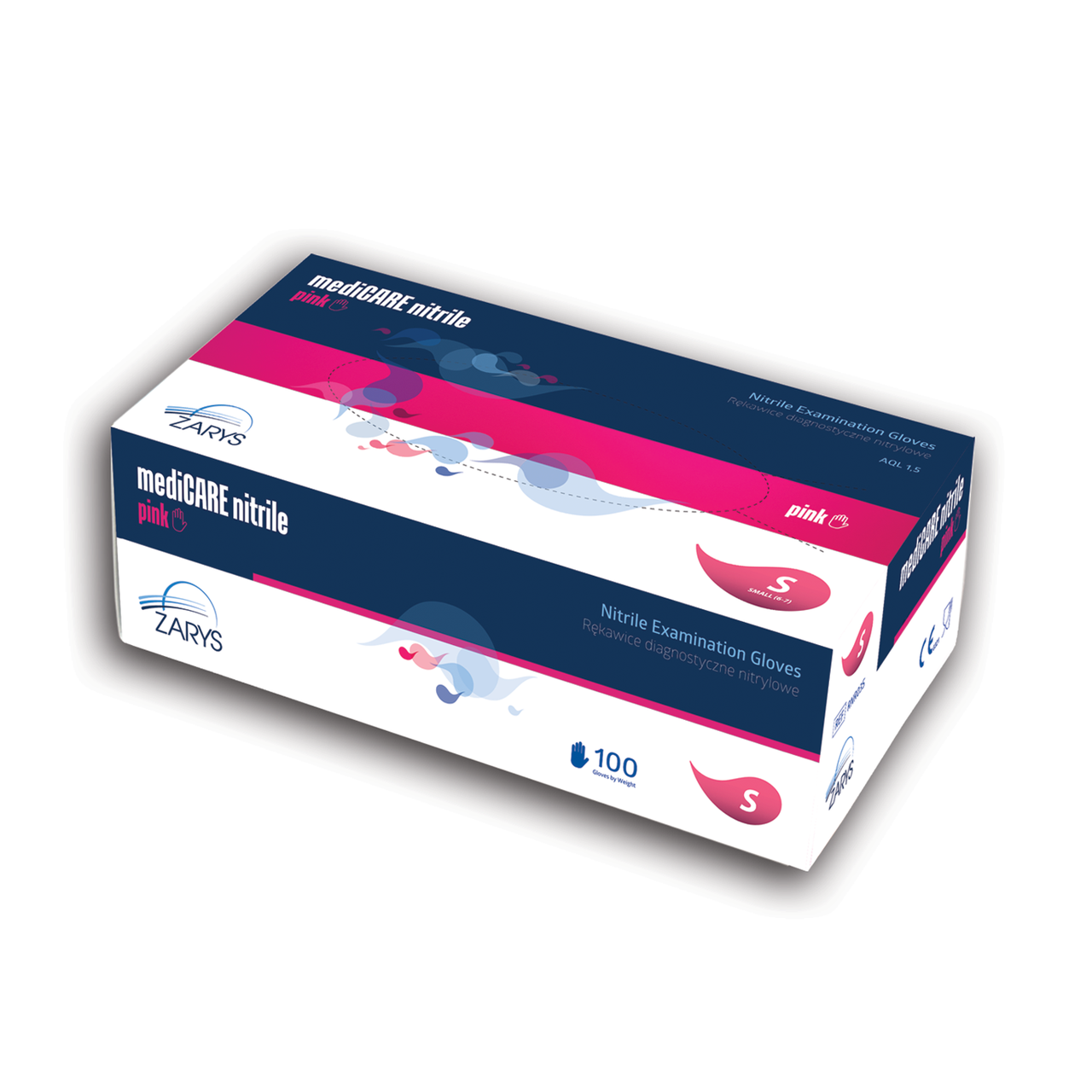 Перчатки нитриловые, Pink mediCARE - 100 шт/уп, S
