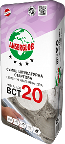 ВСТ20 Суміш штукатурна стартова цементно-вапняна сіра 25 кг ANSERGLOB (48шт./піддон)