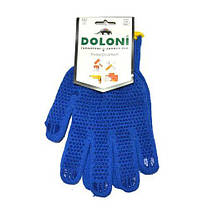 Перчатки DOLONI (4450) трикотажні сині з пвх Універсал PRO 10клас (200пар в уп.)