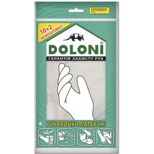 Перчатки латексные без пудры DOLONI (4559), размер L (уп. 12шт.)(120пар в уп.) снято с произв.